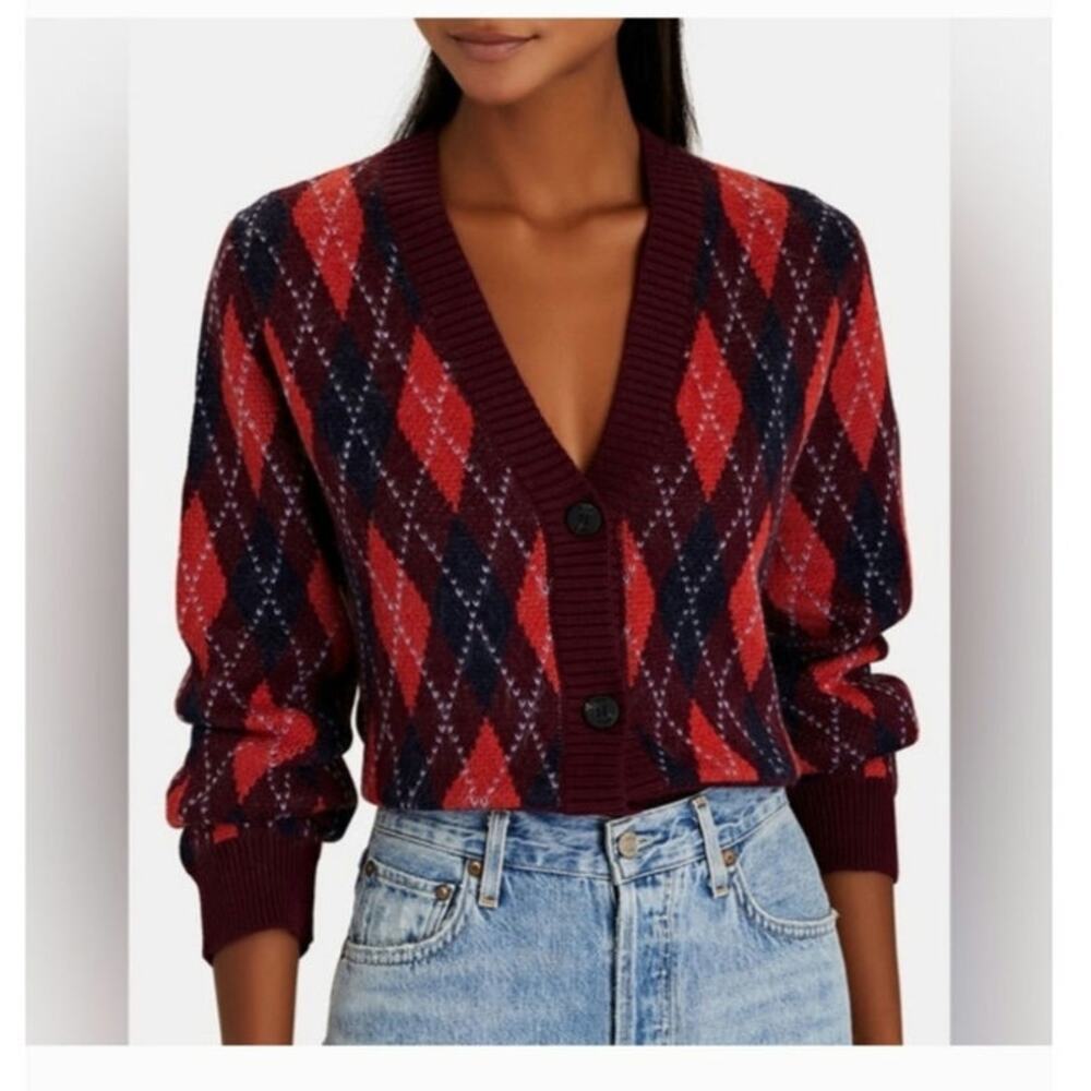 Staud Bordeaux Knave Argyle Cardigan Size: XS